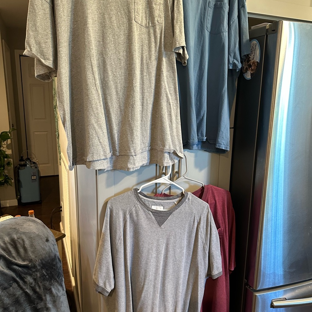 5 Men's Casual 3X Shirts Grey Blue Maroon and Darker Gray